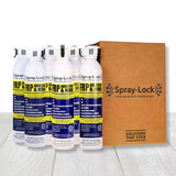 Spray-Lock FRP adhesive — six 22 oz cans beside the Spray-Lock carton