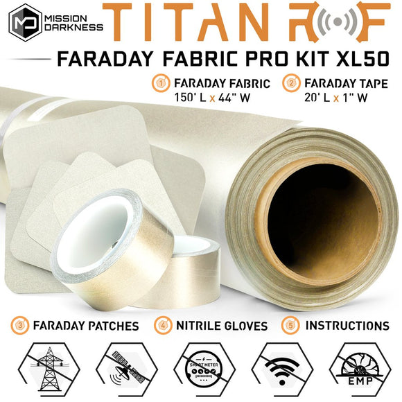 MISSION DARKNESS™ TITANRF FARADAY FABRIC ROLL XL50 (150ft x 44in W)